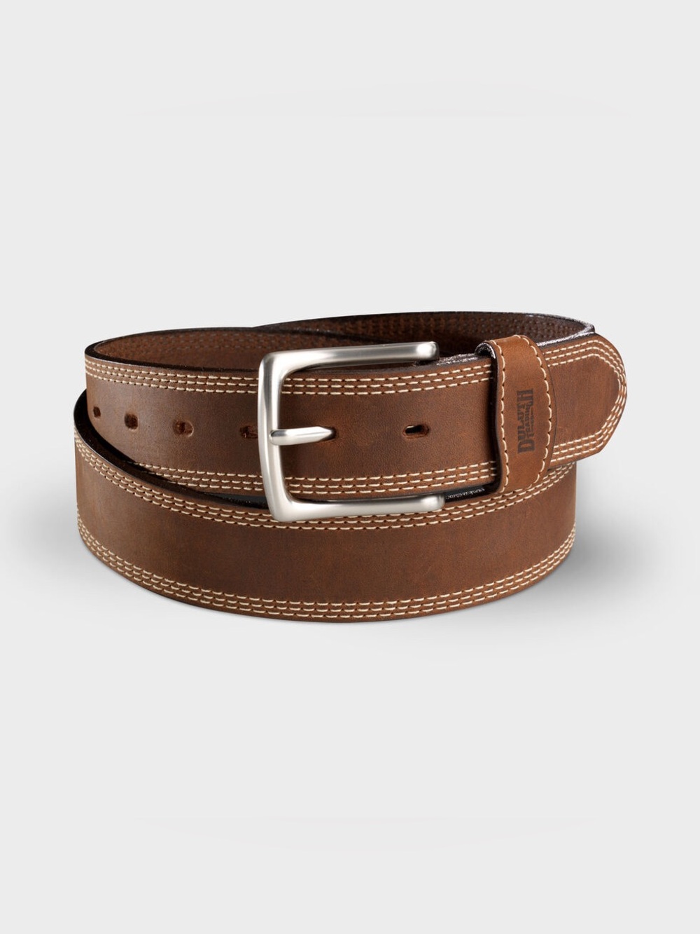 Duluth Trading Co Brown Leather Double Stitch Belt 34 Rugged Workwear Heavy Duty